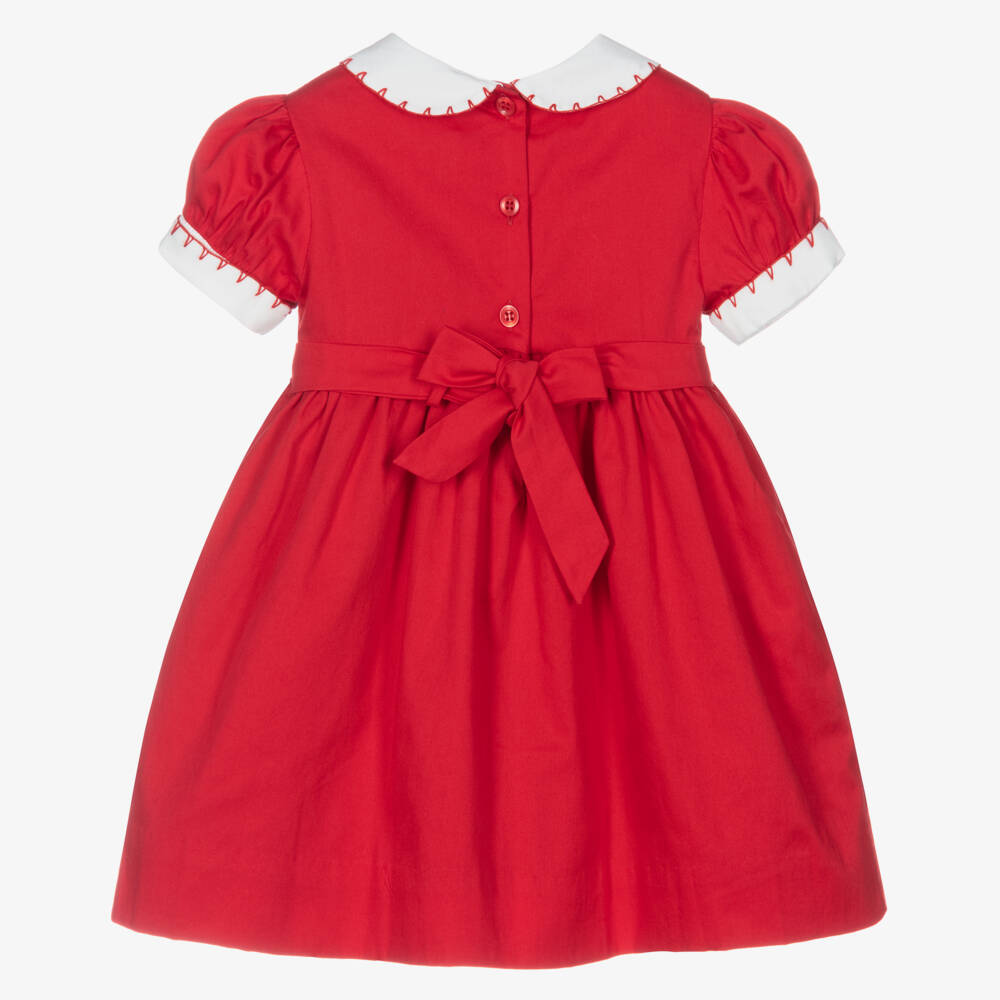 Rachel Riley-Girls Classic Red Smocked Dress | Childrensalon Outlet