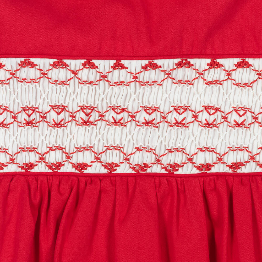 Rachel Riley-Girls Classic Red Smocked Dress | Childrensalon Outlet