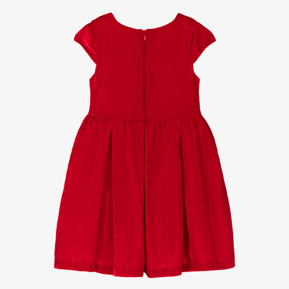 Rachel Riley-Girls Crushed Velvet Red Dress | Childrensalon Outlet