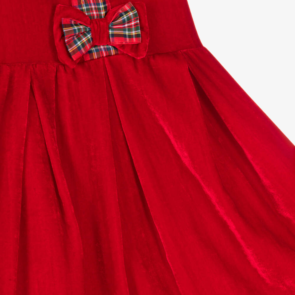 Rachel Riley-Girls Crushed Velvet Red Dress | Childrensalon Outlet