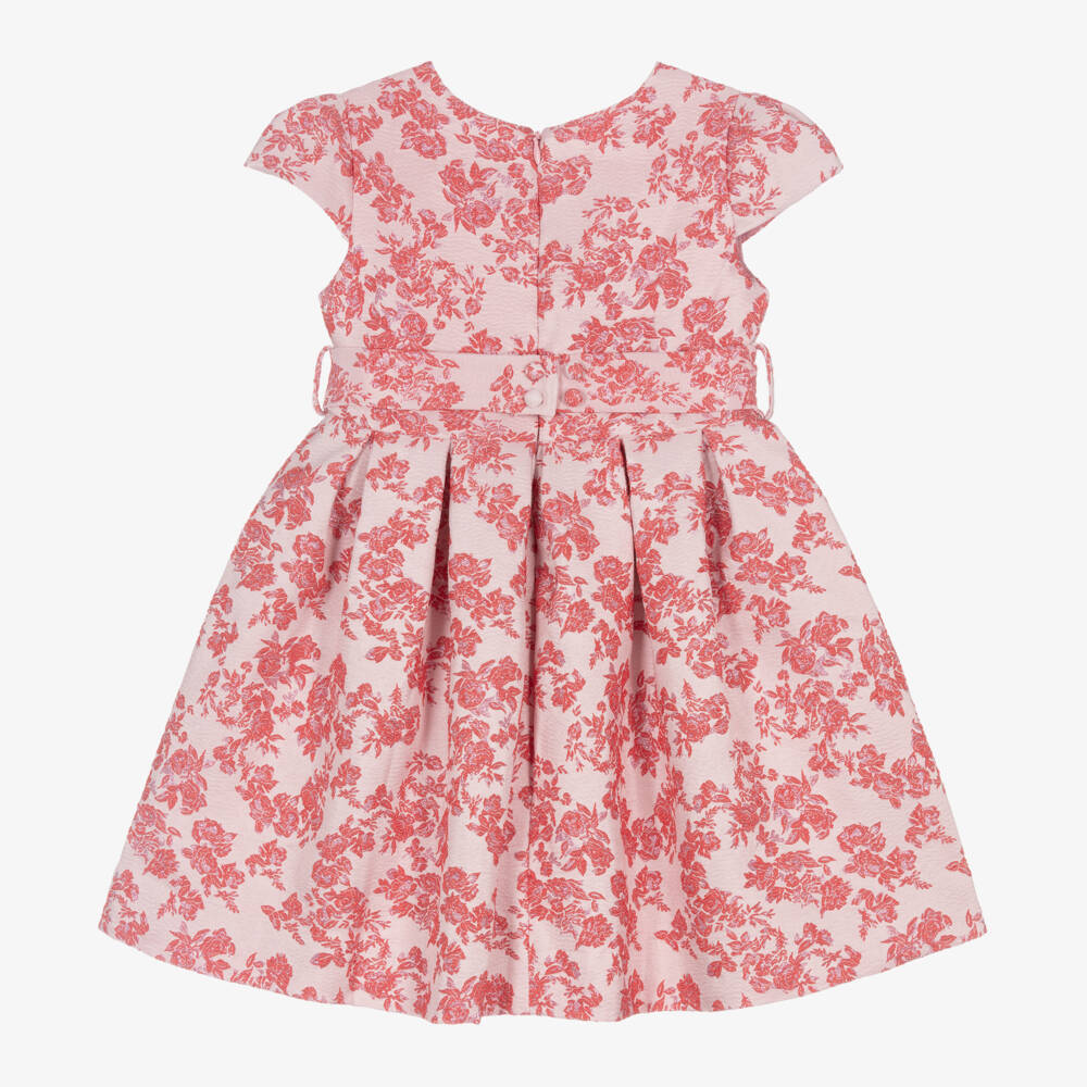 Rachel Riley-Girls Floral Pink Brocade Gown | Childrensalon Outlet