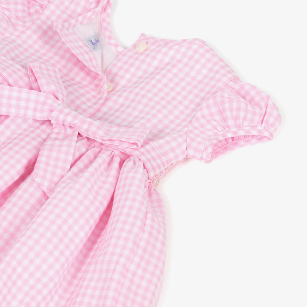 Rachel Riley-Girls Gingham Pink Smocked Dress Set | Childrensalon Outlet