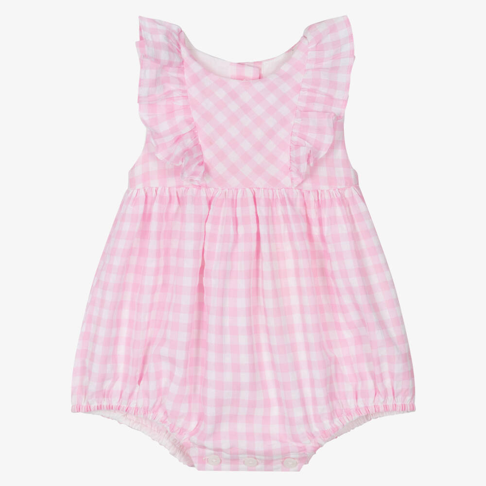 Rachel Riley-Girls Gingham Ruffle Pink Shortie | Childrensalon Outlet