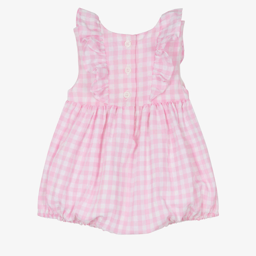 Rachel Riley-Girls Gingham Ruffle Pink Shortie | Childrensalon Outlet