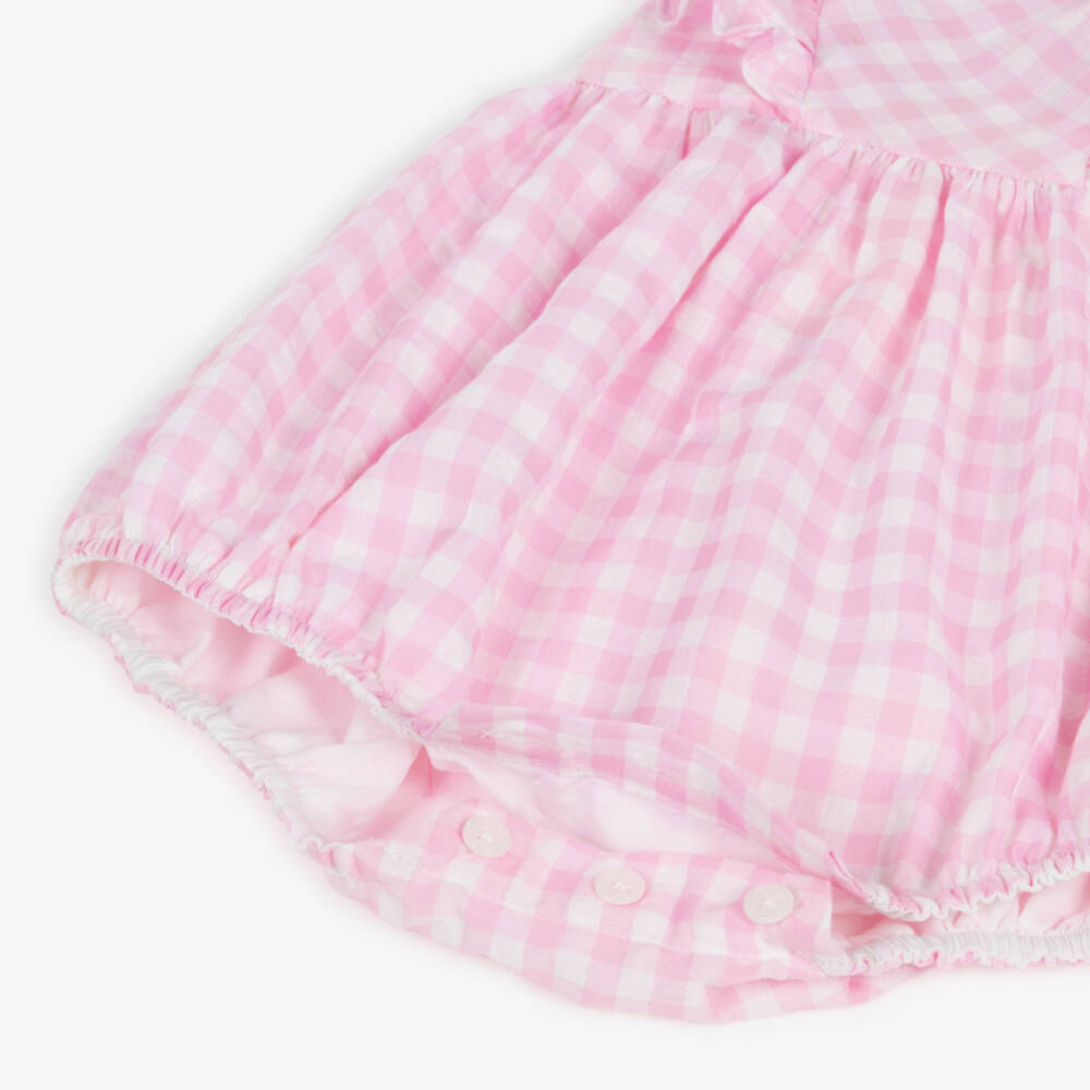 Rachel Riley-Girls Gingham Ruffle Pink Shortie | Childrensalon Outlet