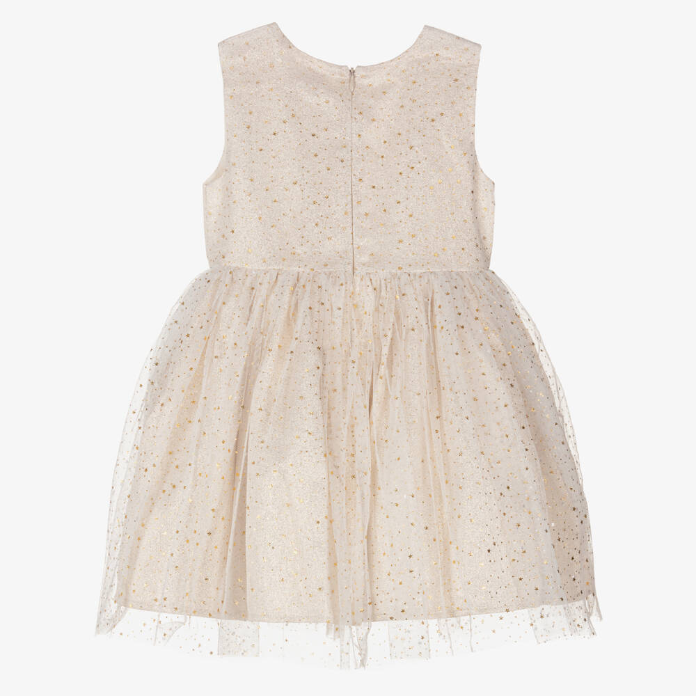 Rachel Riley-Girls Glittery Gold Starry Dress | Childrensalon Outlet