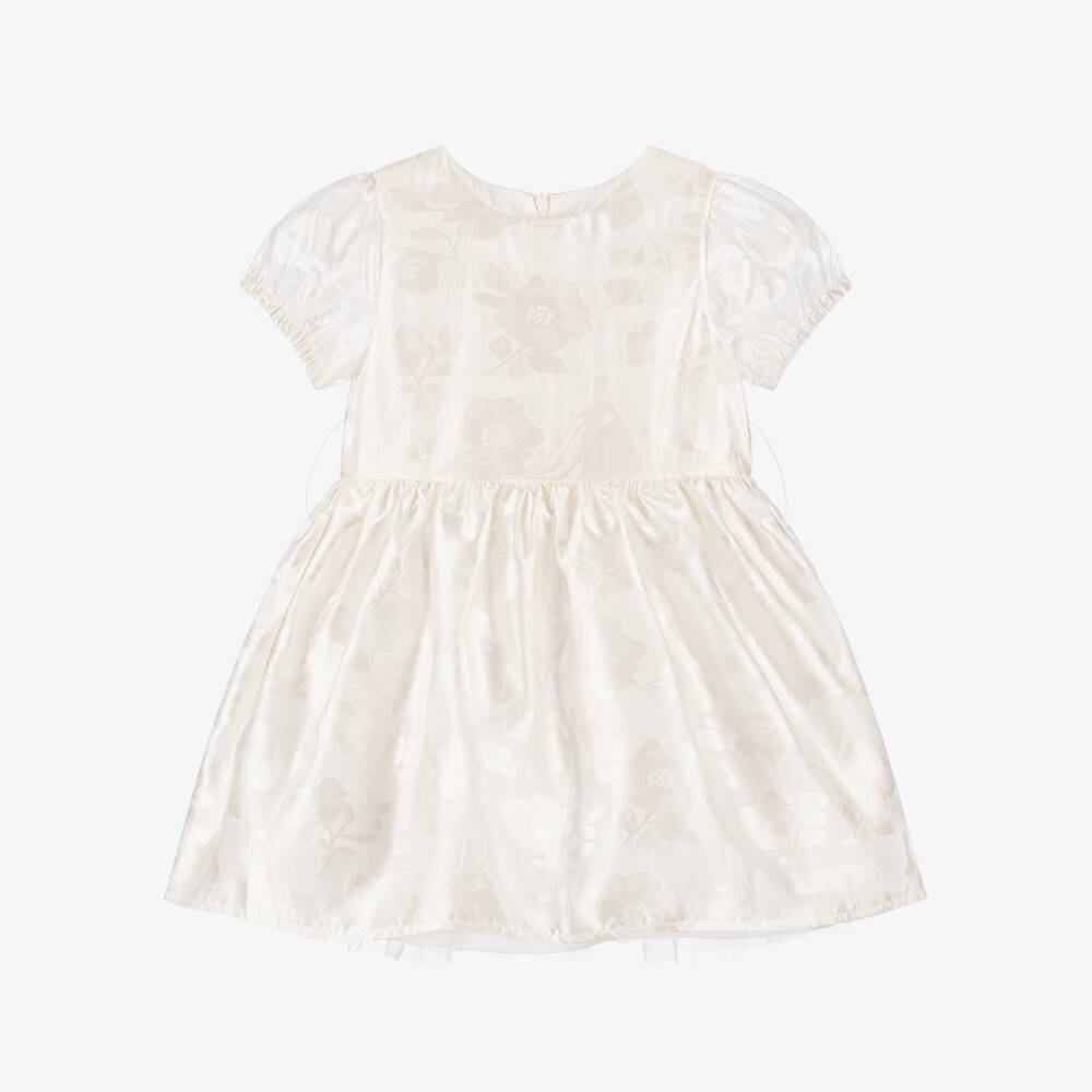 Rachel Riley-فستان عاجي للبنات بحزام أزرق | Childrensalon Outlet