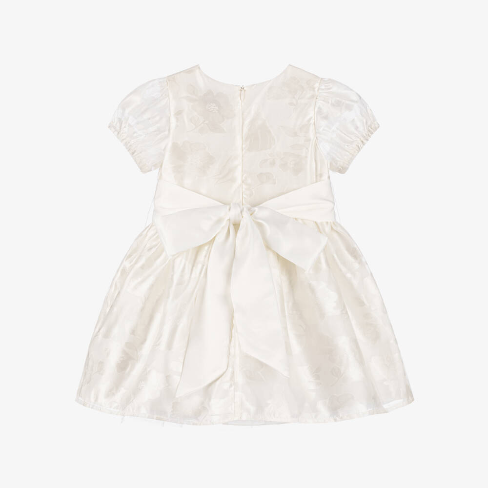 Rachel Riley-فستان عاجي للبنات بحزام أخضر | Childrensalon Outlet