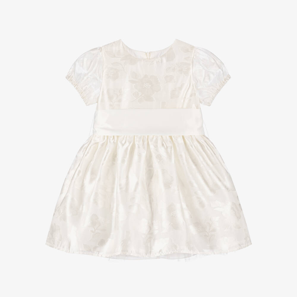 Rachel Riley-فستان عاجي جاكار للبنات مع حزام | Childrensalon Outlet