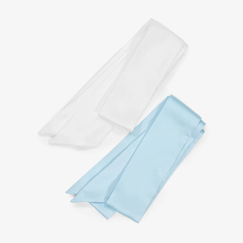 Rachel Riley-فستان عاجي للبنات بحزام أزرق | Childrensalon Outlet