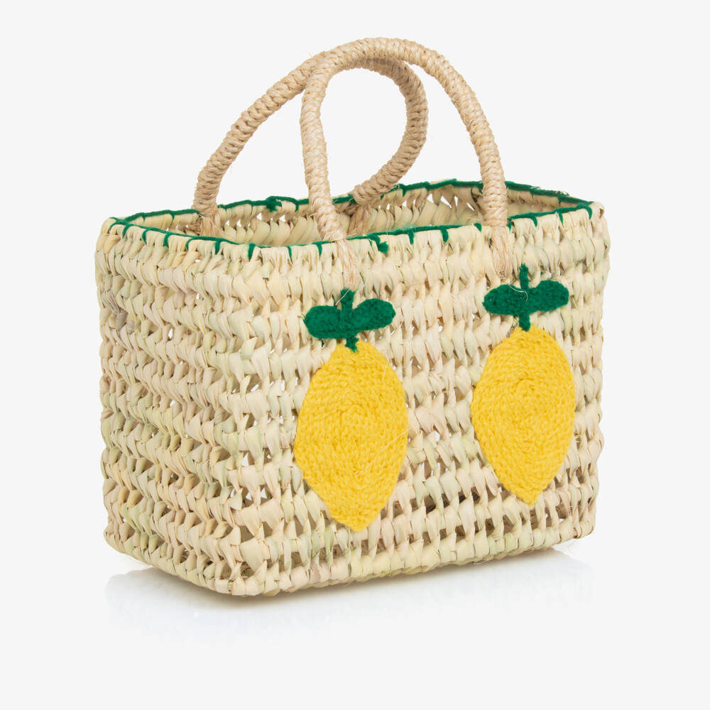 Rachel Riley-Girls Lemon Embellished Straw Tote | Childrensalon Outlet
