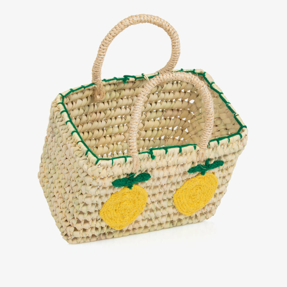 Rachel Riley-Girls Lemon Embellished Straw Tote | Childrensalon Outlet