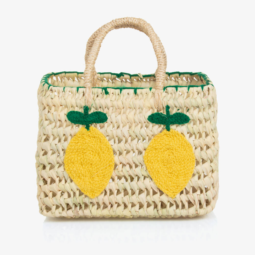Rachel Riley-Girls Lemon Embellished Straw Tote | Childrensalon Outlet