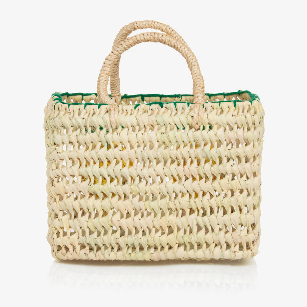 Rachel Riley-Girls Lemon Embellished Straw Tote | Childrensalon Outlet