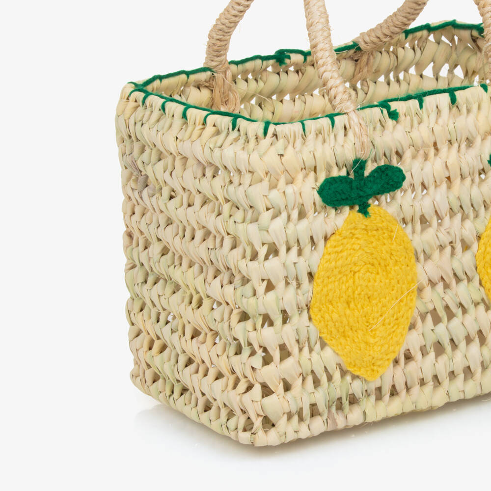 Rachel Riley-Girls Lemon Embellished Straw Tote | Childrensalon Outlet