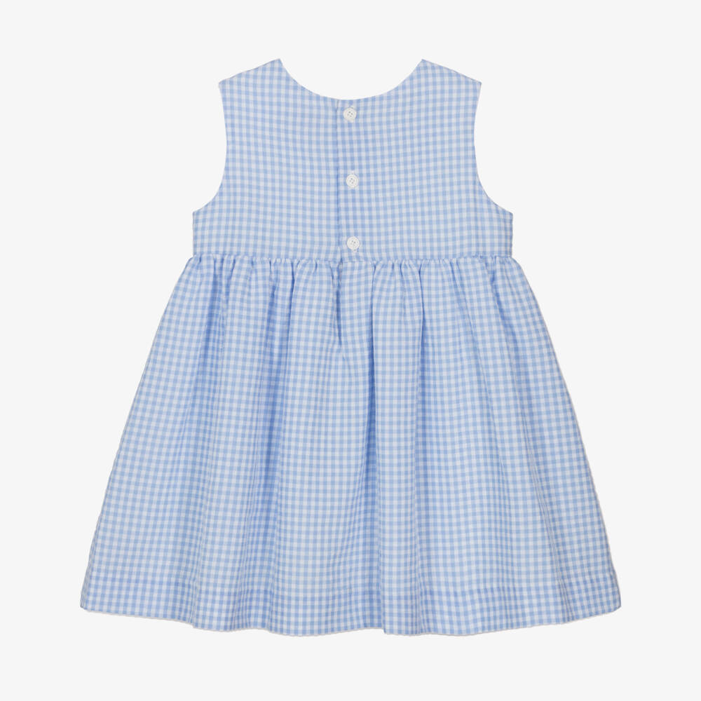Rachel Riley-Girls Light Blue Gingham Elegance Dress | Childrensalon Outlet