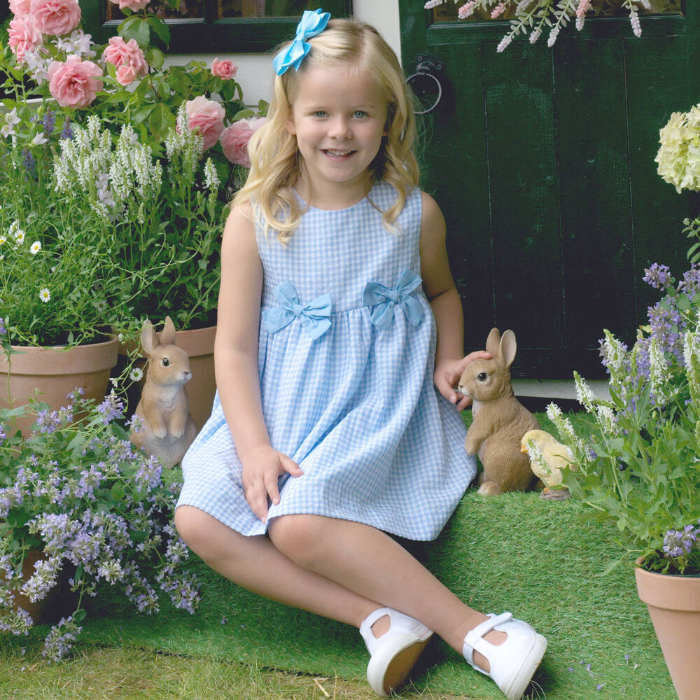 Rachel Riley-Girls Light Blue Gingham Elegance Dress | Childrensalon Outlet