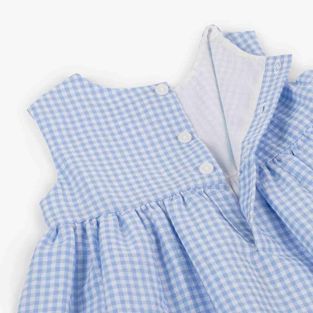 Rachel Riley-Girls Light Blue Gingham Elegance Dress | Childrensalon Outlet