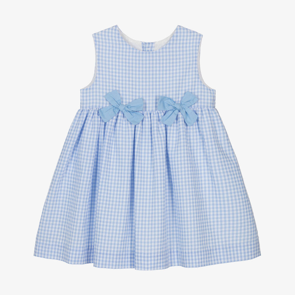 Rachel Riley-Girls Light Blue Gingham Elegance Dress | Childrensalon Outlet