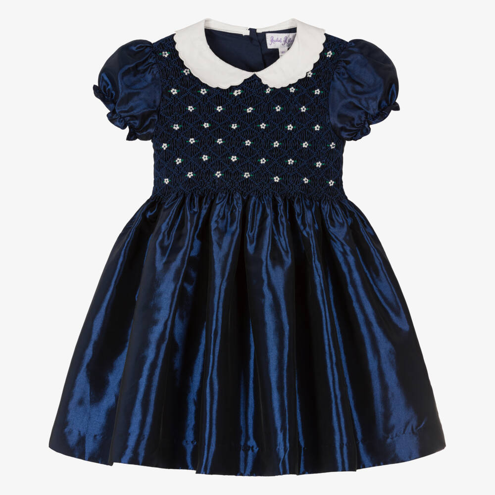 Rachel Riley-Girls Midnight Satin Smocked Dress | Childrensalon Outlet