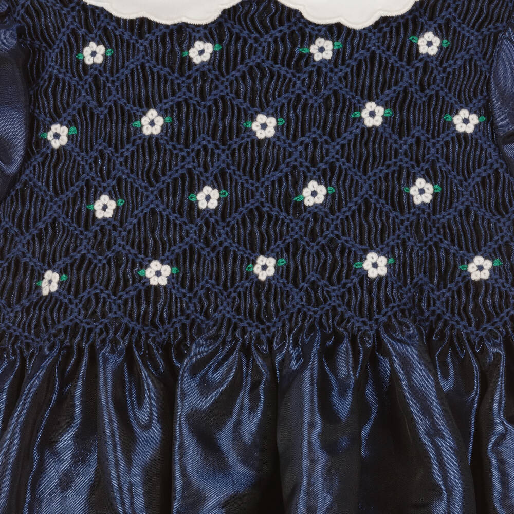 Rachel Riley-Girls Midnight Satin Smocked Dress | Childrensalon Outlet