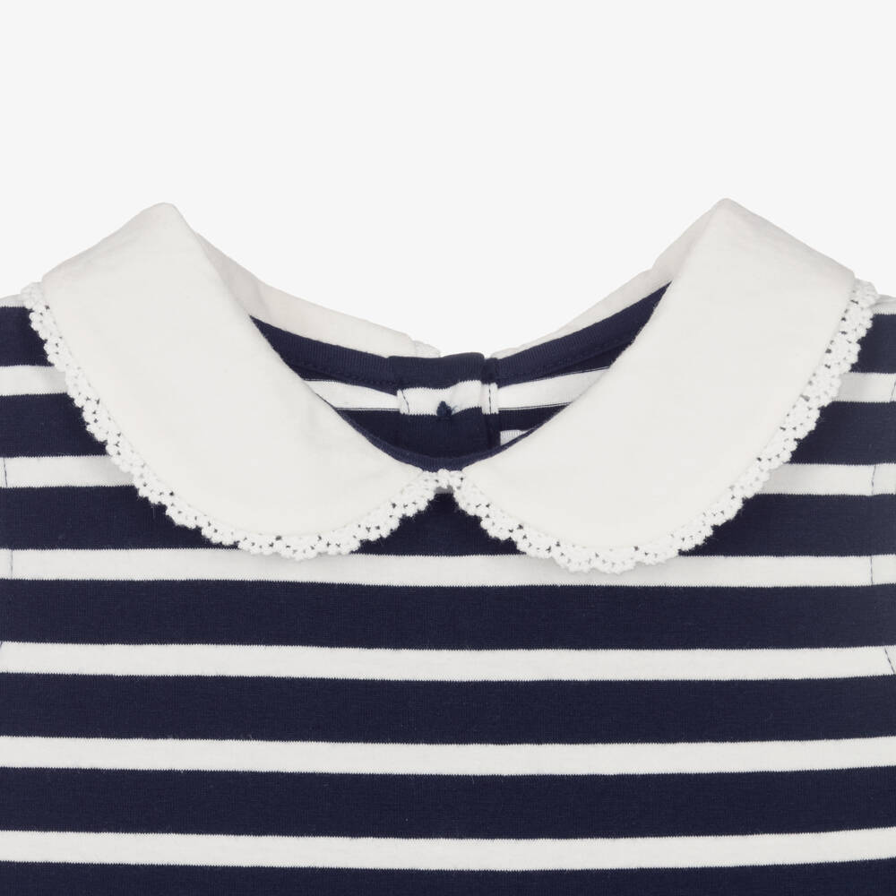 Rachel Riley-Girls Navy Blue Striped Cotton Dress | Childrensalon Outlet