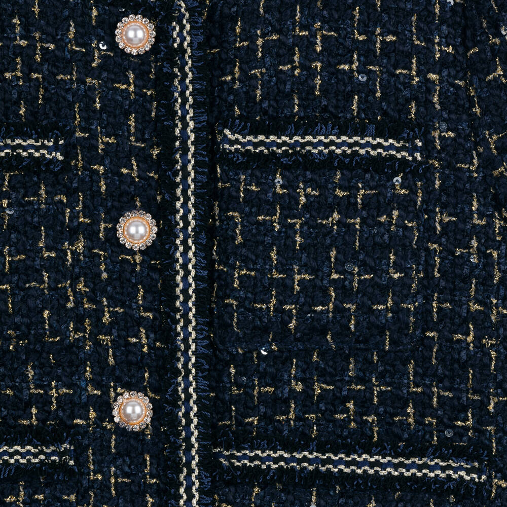 Rachel Riley-Girls Navy Bouclé Tweed Outfit | Childrensalon Outlet