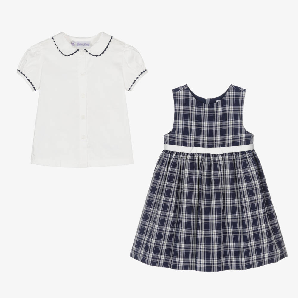 Rachel Riley-Girls Navy Check Dress Ensemble | Childrensalon Outlet