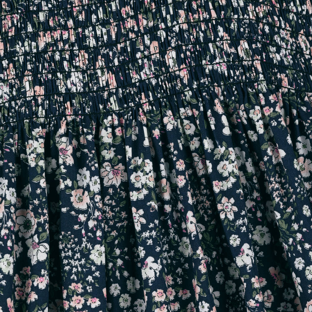 Rachel Riley-Girls Navy Ruched Floral Dress | Childrensalon Outlet