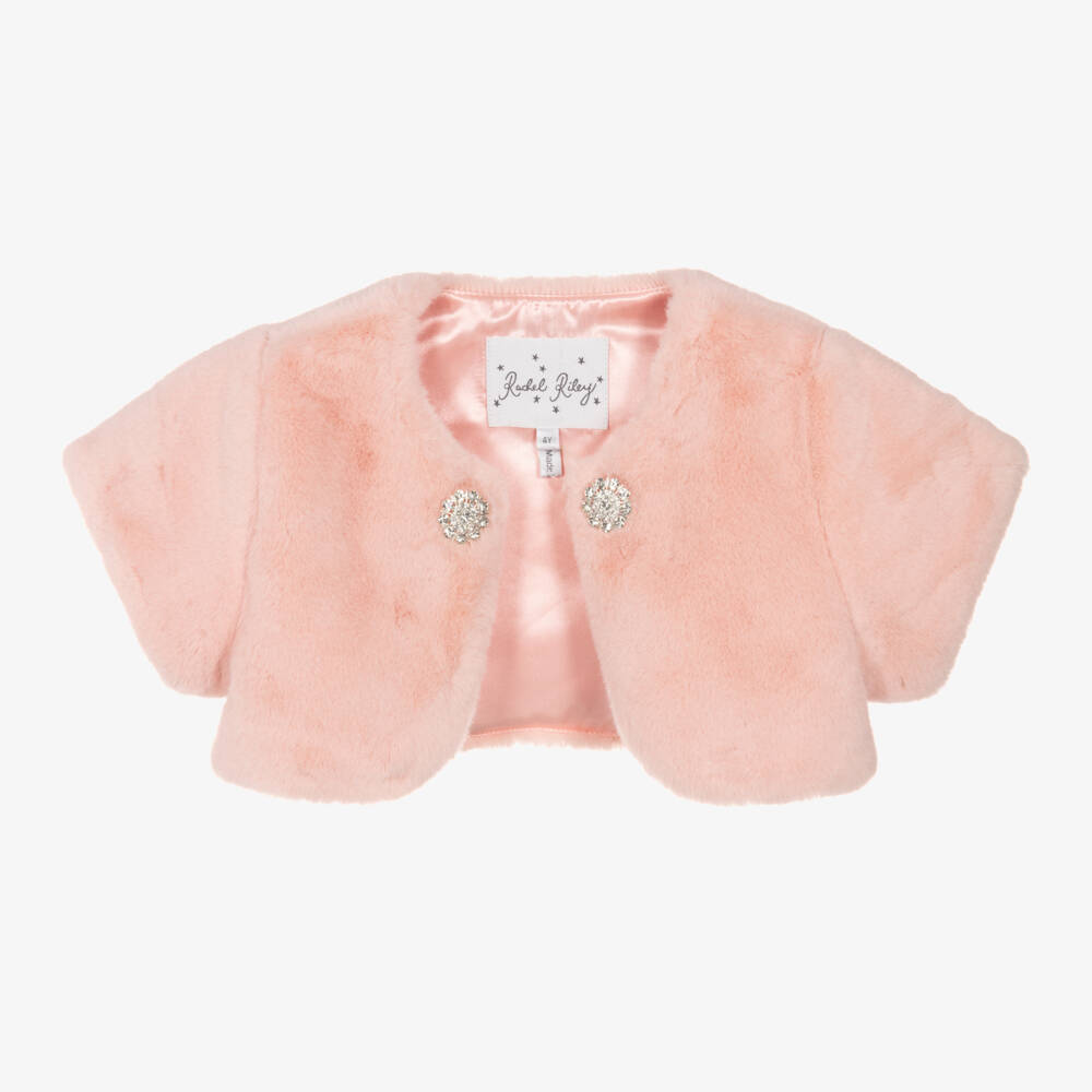 Rachel Riley-Girls Pale Pink Fur Bolero | Childrensalon Outlet