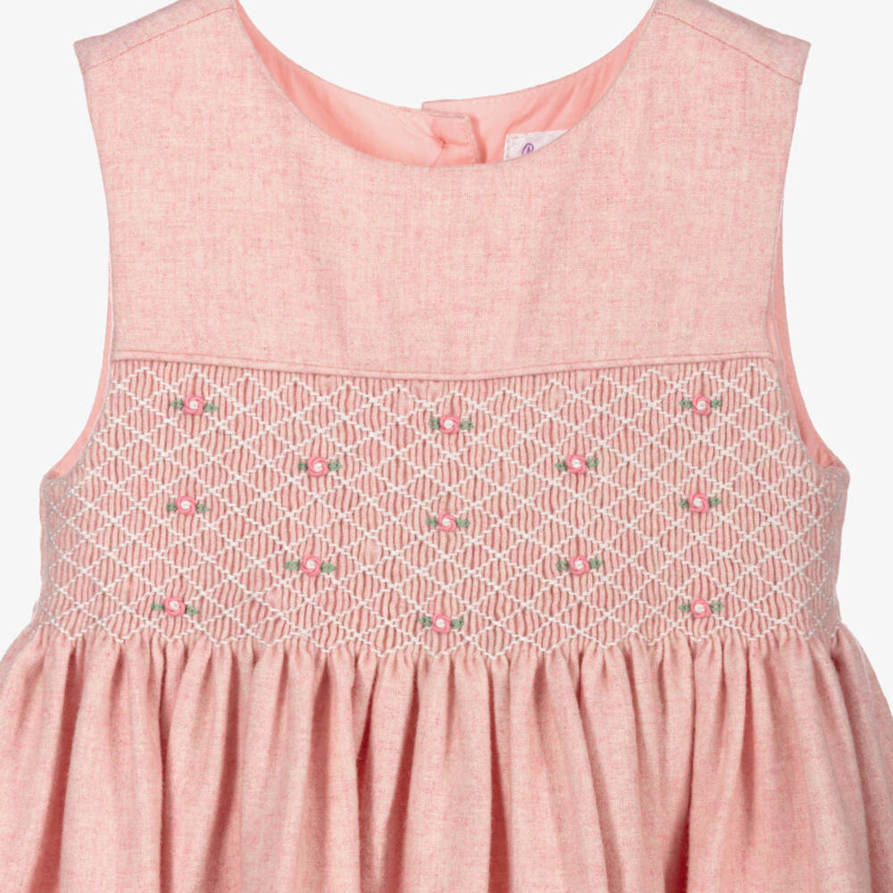 Rachel Riley-Girls Pale Pink Hand-Smocked Dress | Childrensalon Outlet