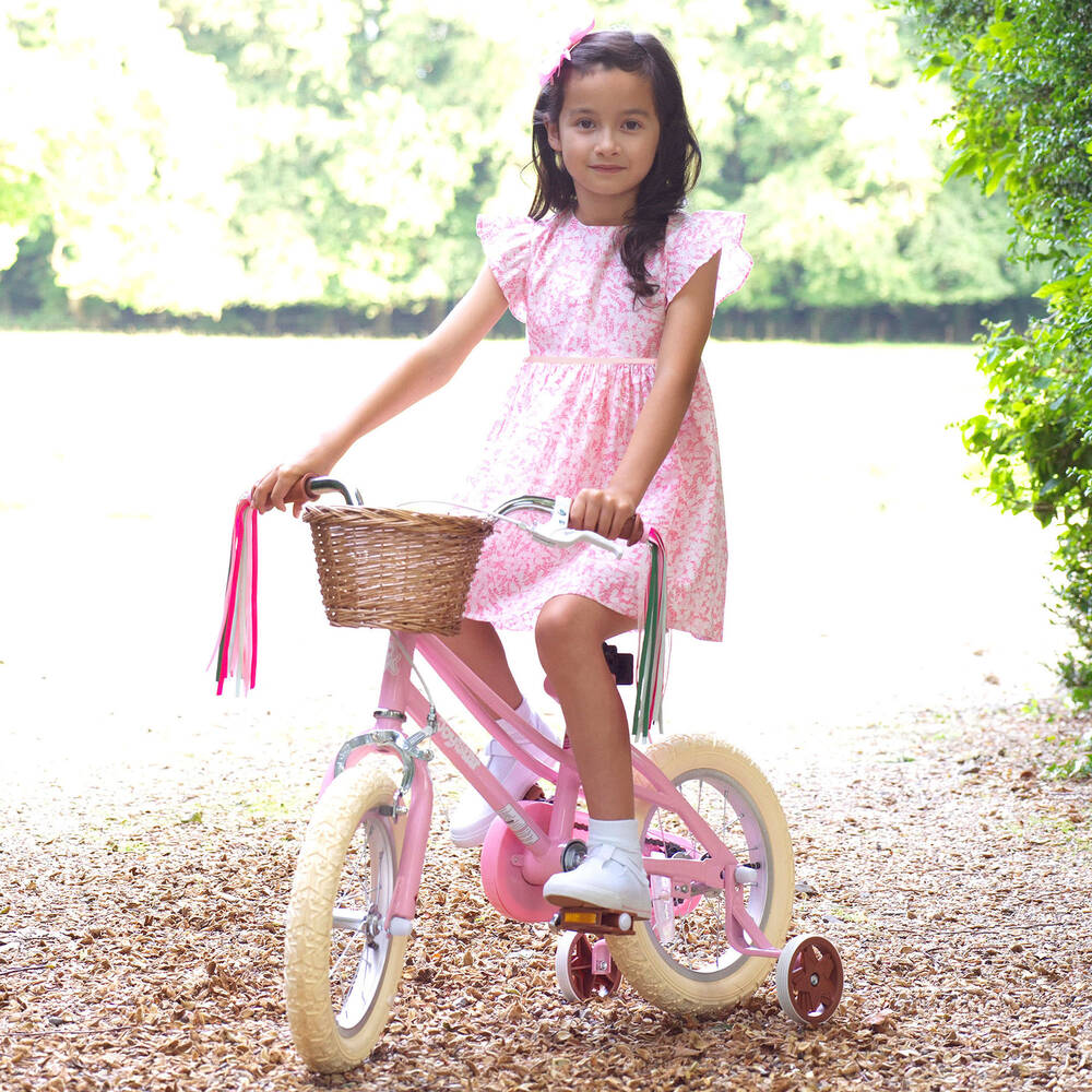 Rachel Riley-Girls Pink Cotton Floral Print Dress | Childrensalon Outlet