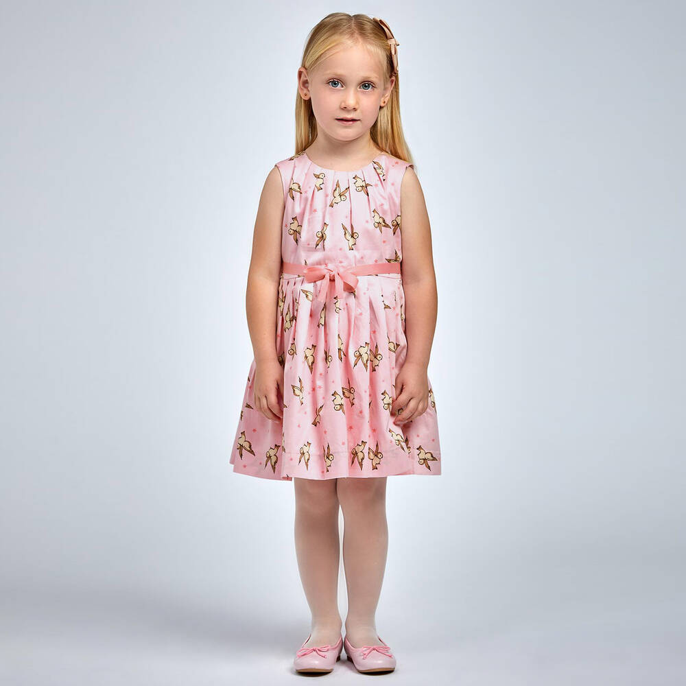 Rachel Riley-Girls Pink Cotton Owl Dress | Childrensalon Outlet