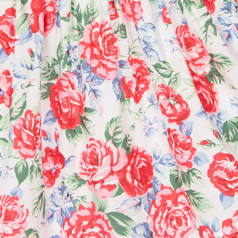 Rachel Riley-Girls Pink Cotton Rose Print Dress  | Childrensalon Outlet