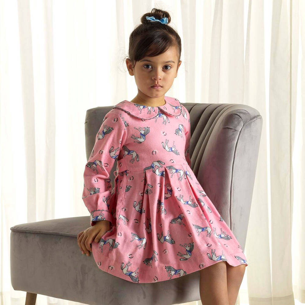 Rachel Riley-Girls Pink Flannel Dress | Childrensalon Outlet