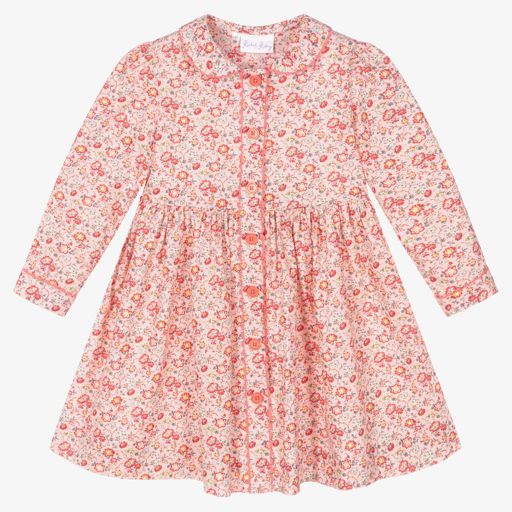 Rachel Riley - Robe rose en coton à fleurs fille | Childrensalon