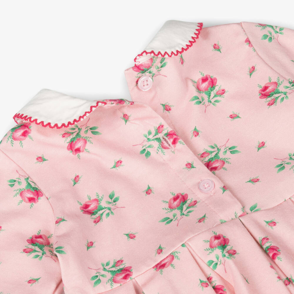 Rachel Riley-Girls Pink Floral Cotton Dress | Childrensalon Outlet