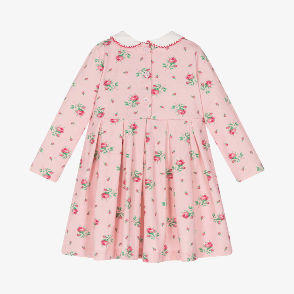 Rachel Riley-Girls Pink Floral Cotton Dress | Childrensalon Outlet