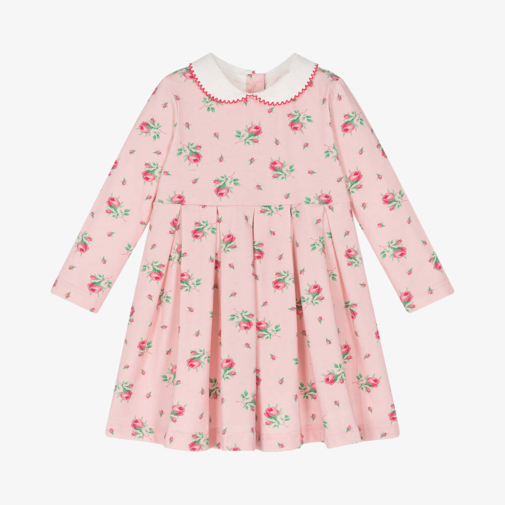 Rachel Riley-Girls Pink Floral Cotton Dress | Childrensalon Outlet