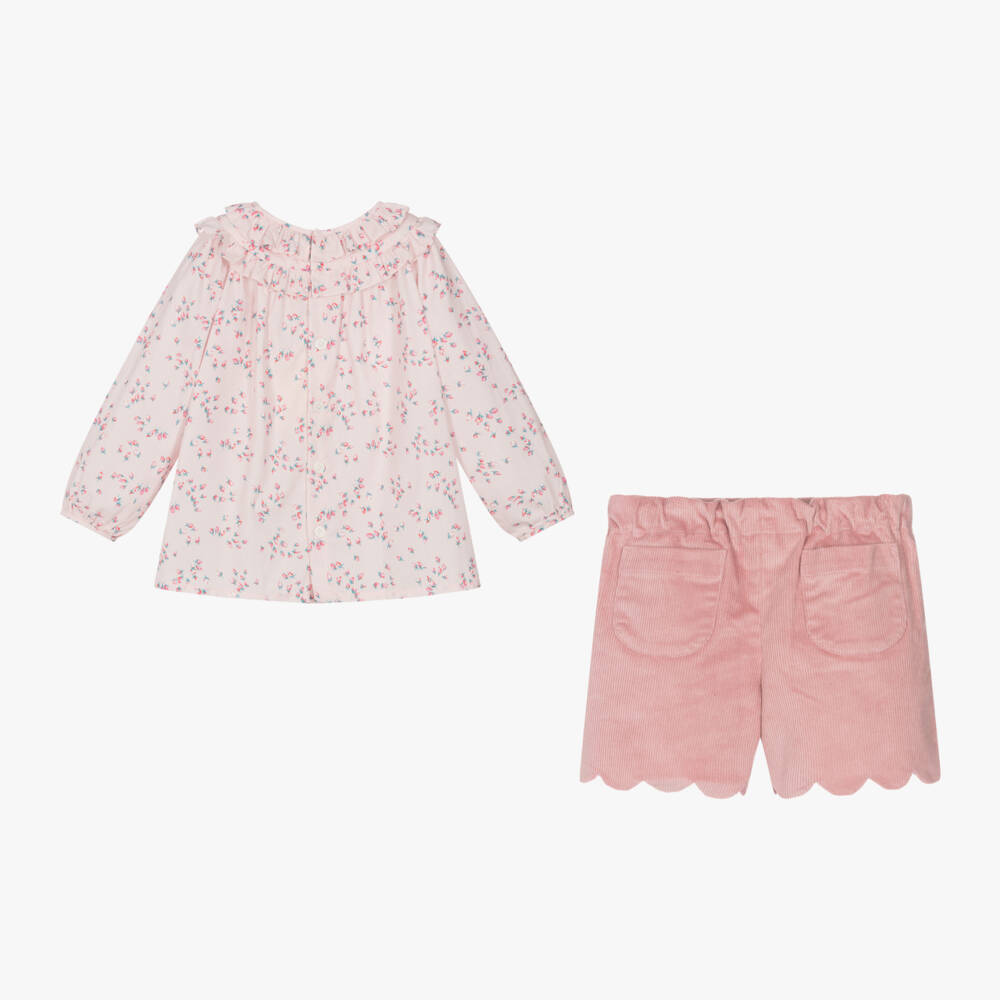 Rachel Riley-Girls Pink Floral Cotton Set | Childrensalon Outlet