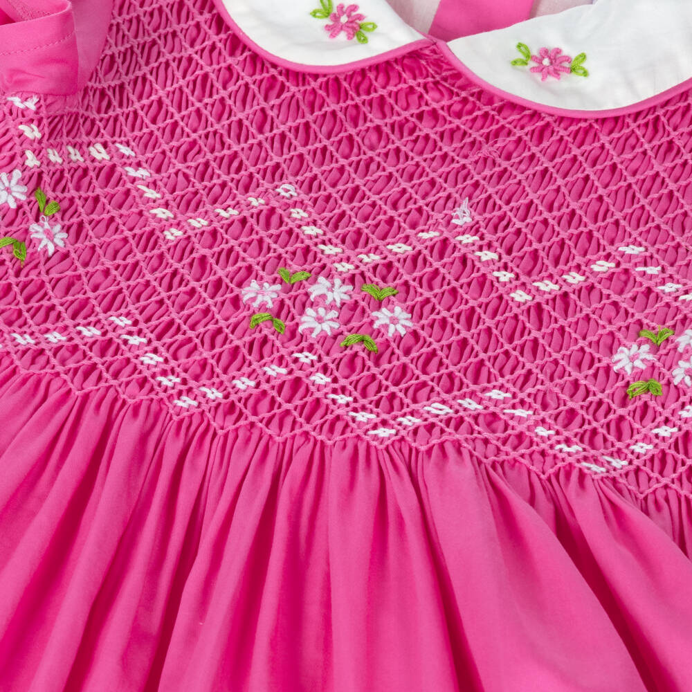 Rachel Riley-Girls Pink Handcrafted Smocked Dress | Childrensalon Outlet