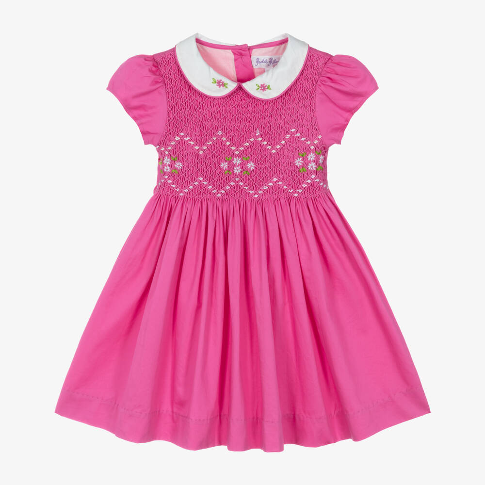 Rachel Riley-Girls Pink Handcrafted Smocked Dress | Childrensalon Outlet