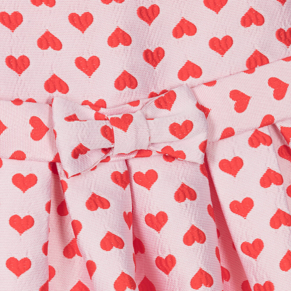Rachel Riley - Girls Pink Heart Jacquard Dress