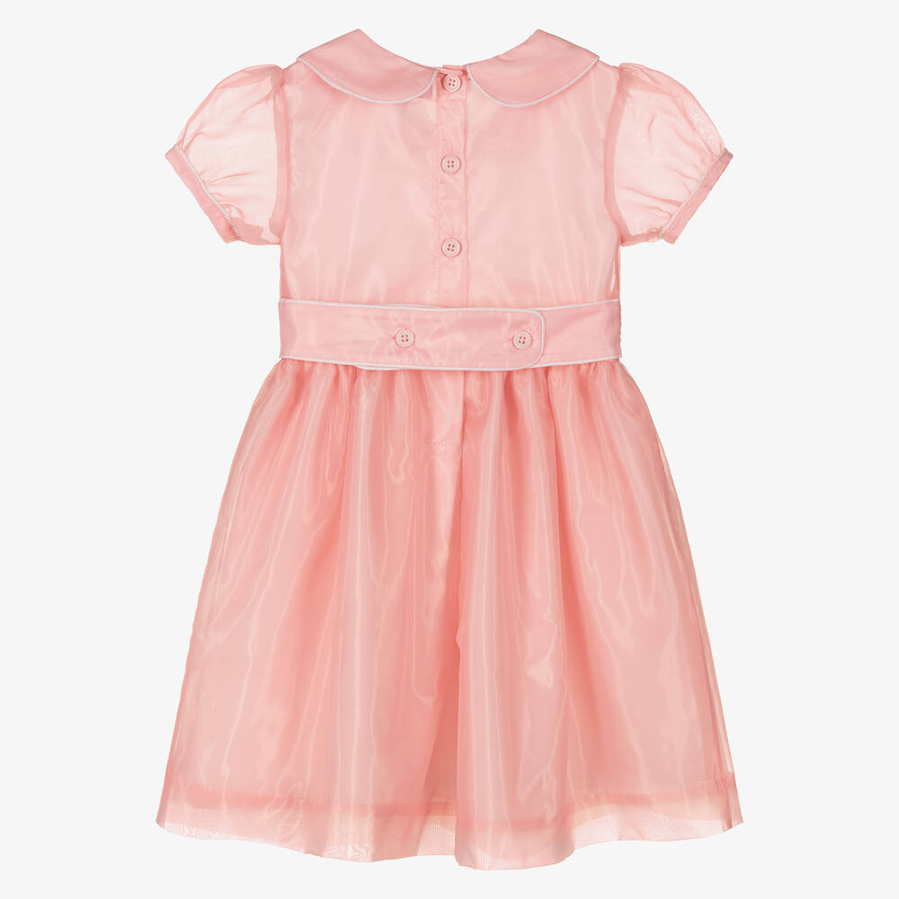 Rachel Riley-Girls Pink Organza Pintuck Dress | Childrensalon Outlet