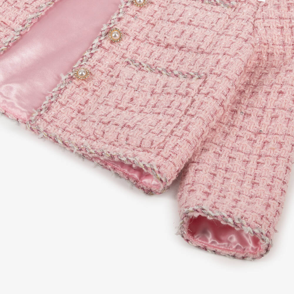 Rachel Riley-Girls Pink Tweed Skirt Set | Childrensalon Outlet