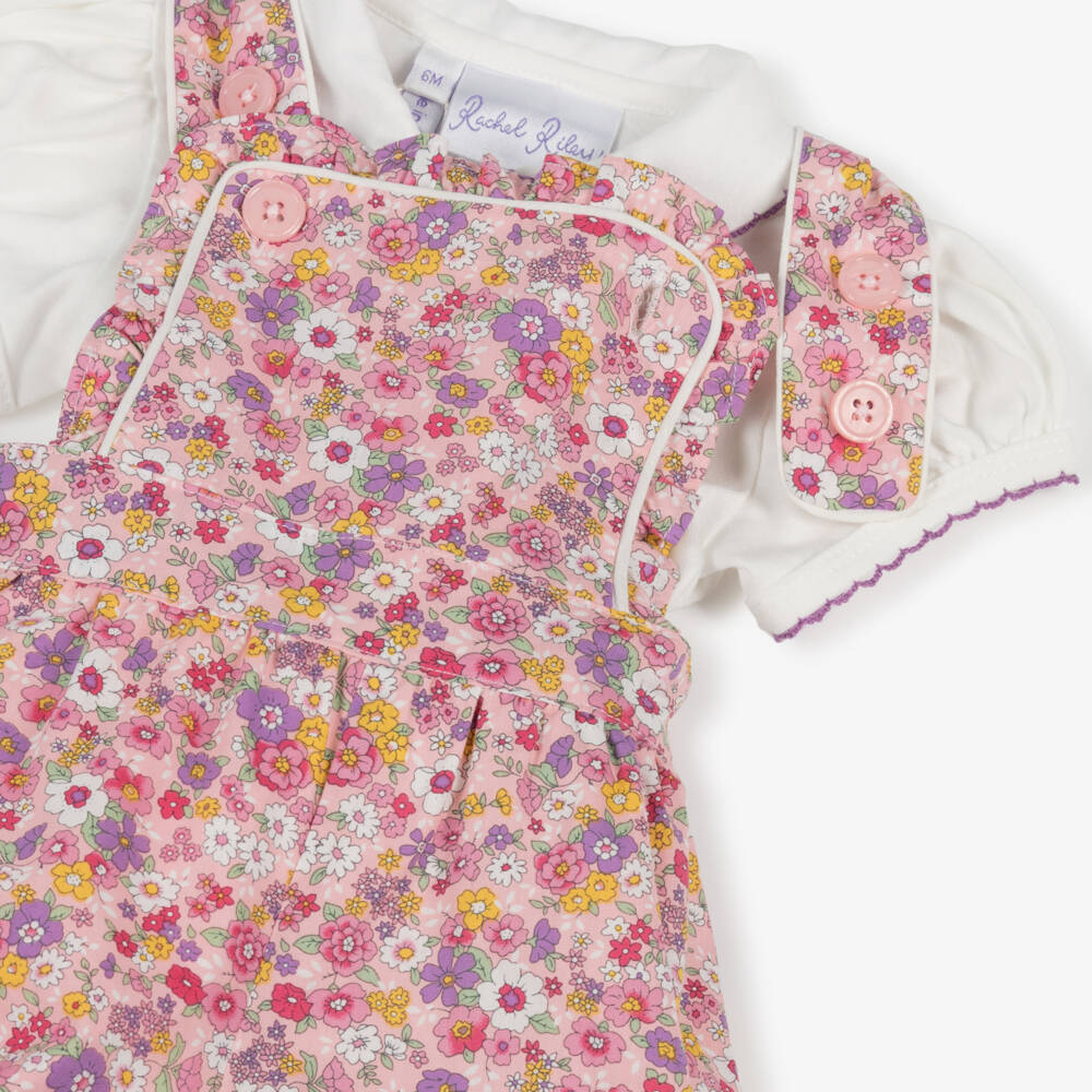 Rachel Riley-Girls Pink & White Cotton Outfit | Childrensalon Outlet