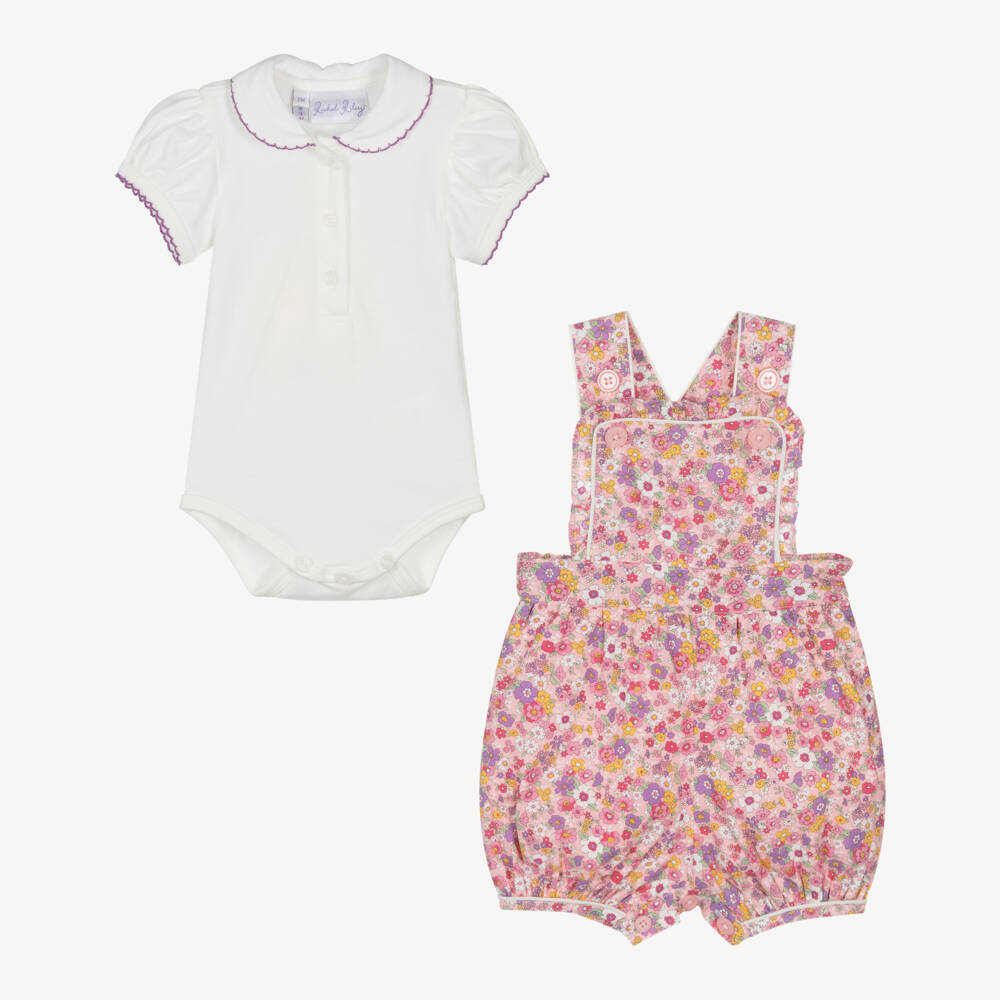 Rachel Riley-Girls Pink & White Cotton Outfit | Childrensalon Outlet