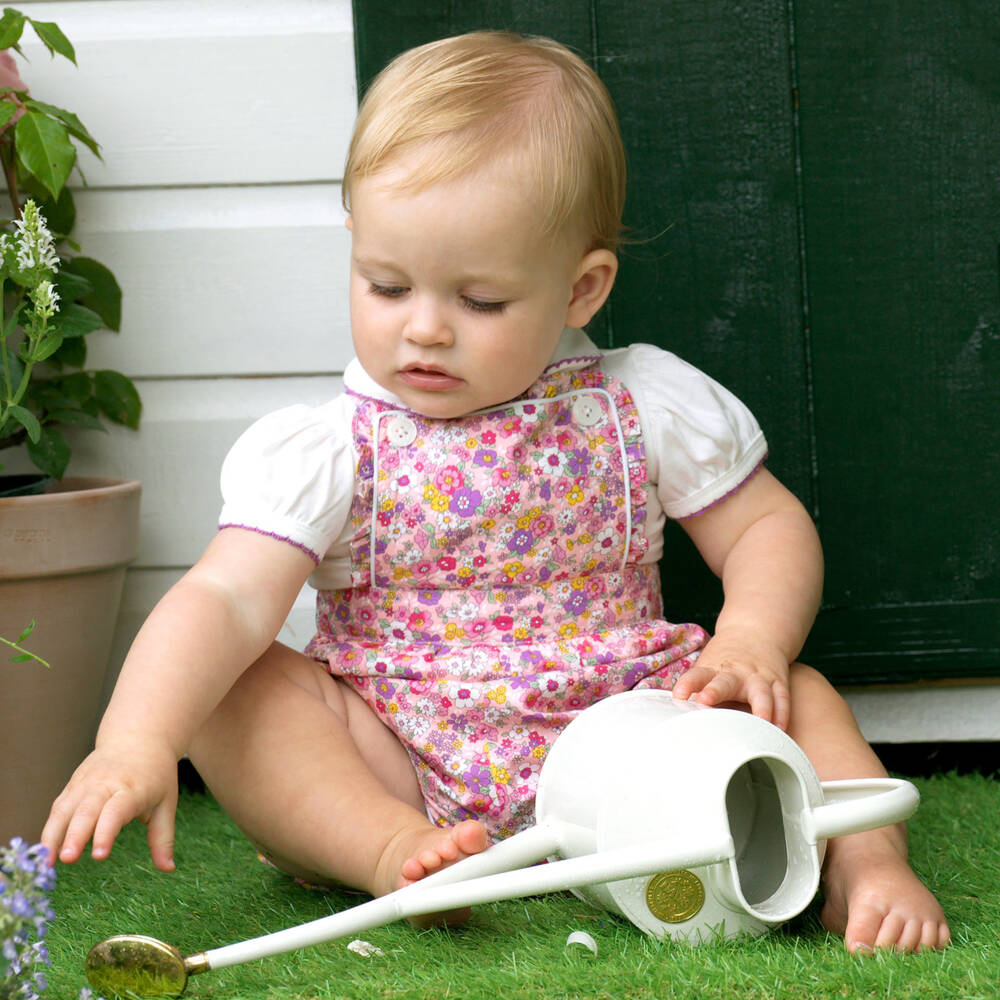 Rachel Riley-Girls Pink & White Cotton Outfit | Childrensalon Outlet