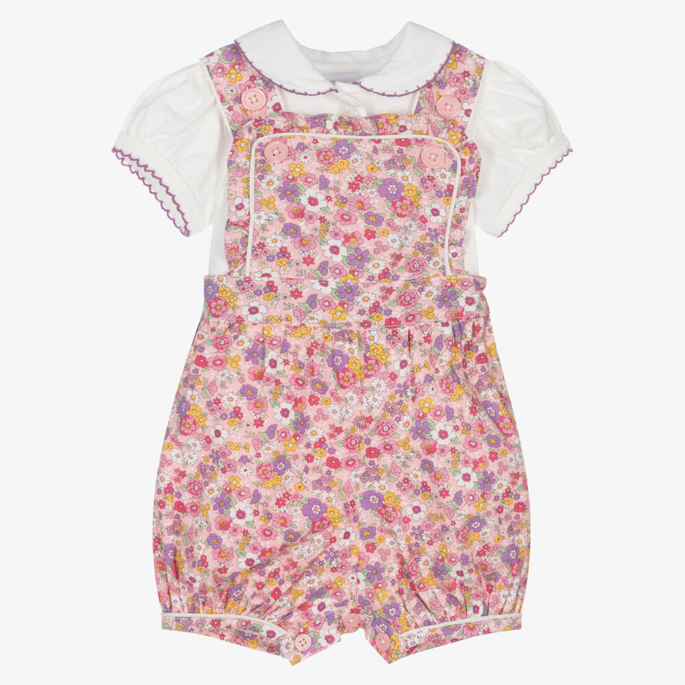 Rachel Riley-Girls Pink & White Cotton Outfit | Childrensalon Outlet
