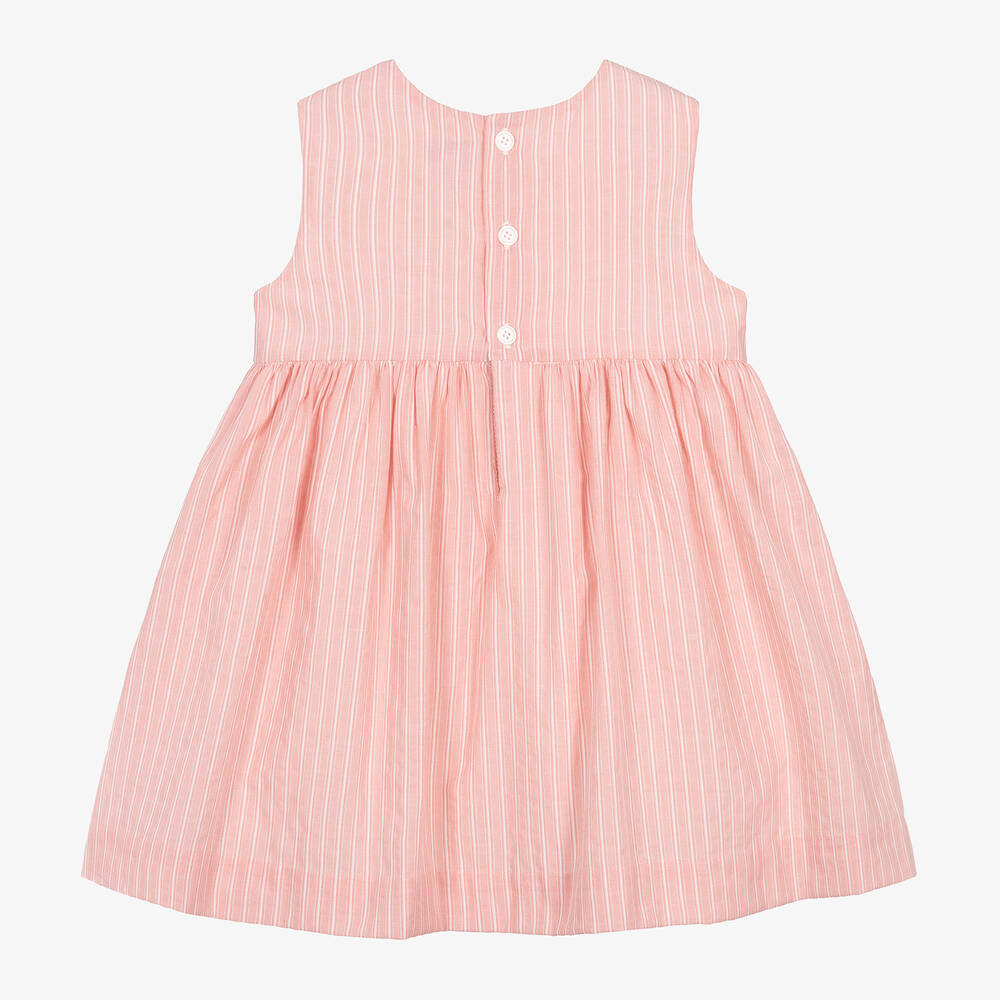 Rachel Riley-Girls Pink & White Striped Dress | Childrensalon Outlet
